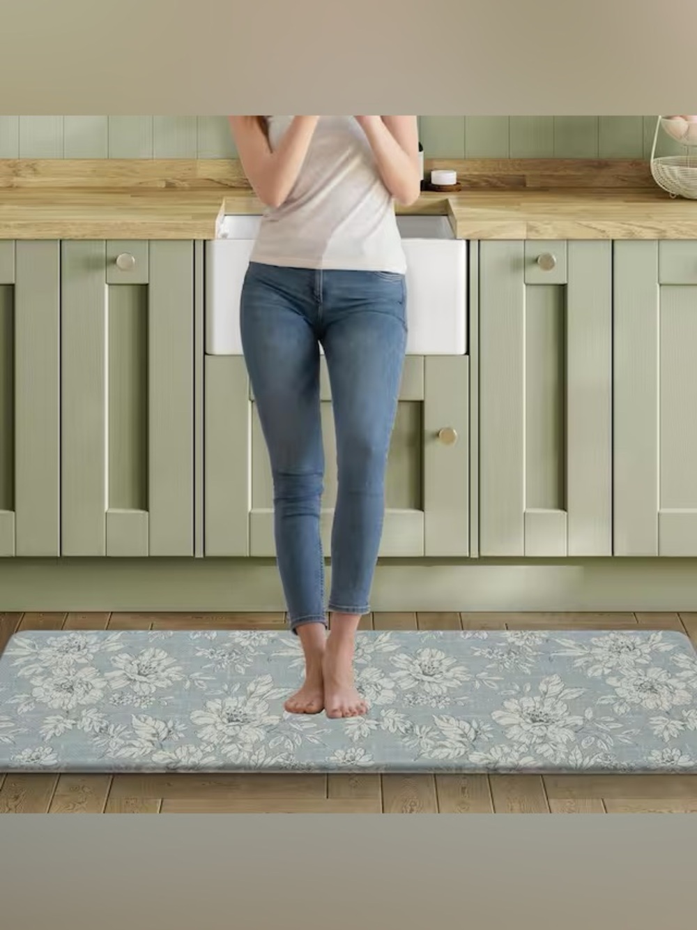 NEW Laura Ashley Anti-Fatigue Mat 17.5” x 32” Blue Floral